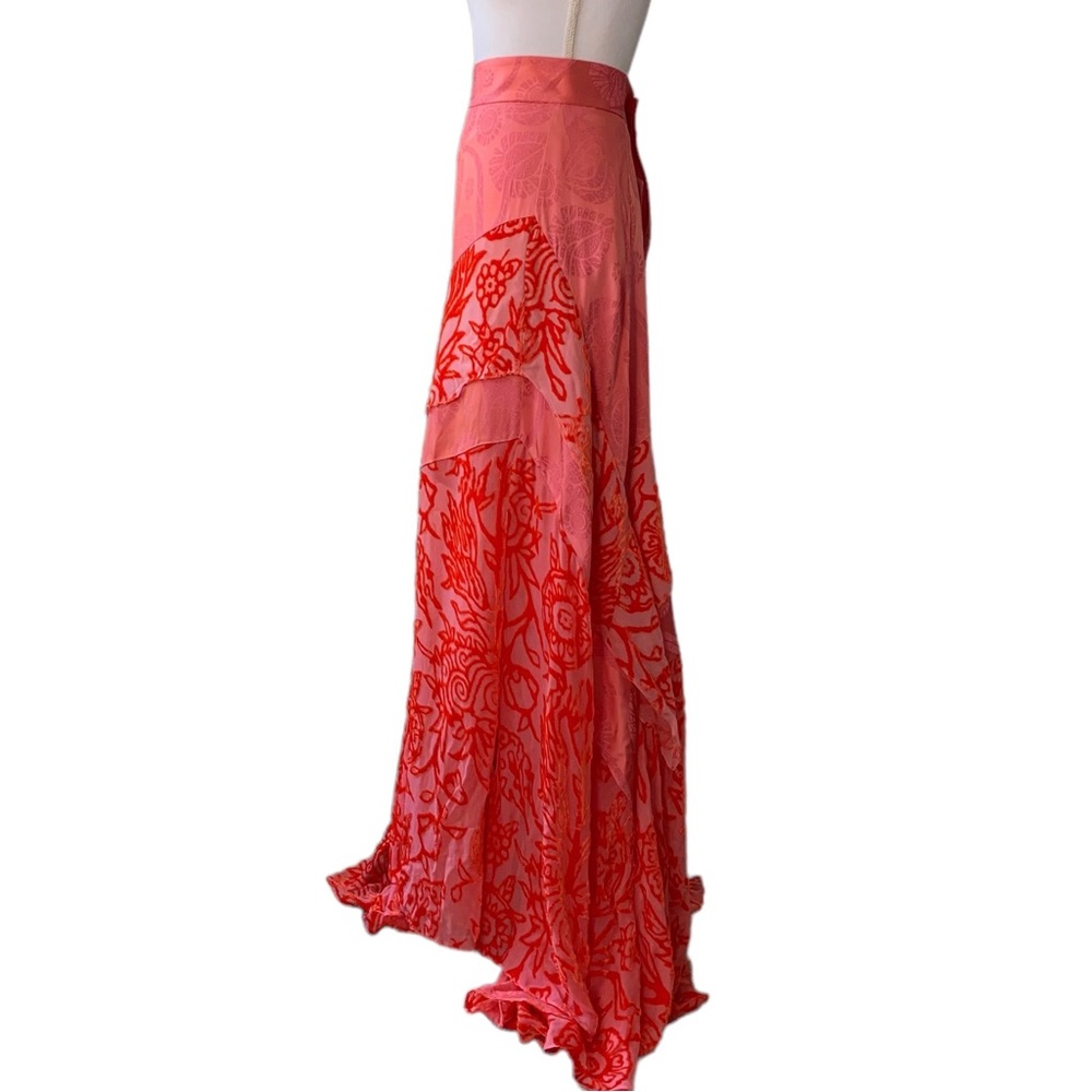 PETER PILOTTO LONG DEVORE SILK VELVET ASYMMETRIC TIER EVENING MAXI SKIRT - Picture 9 of 16